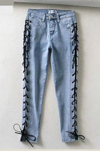 High Waist Sexy Side Lace Up Skinny Long Jeans