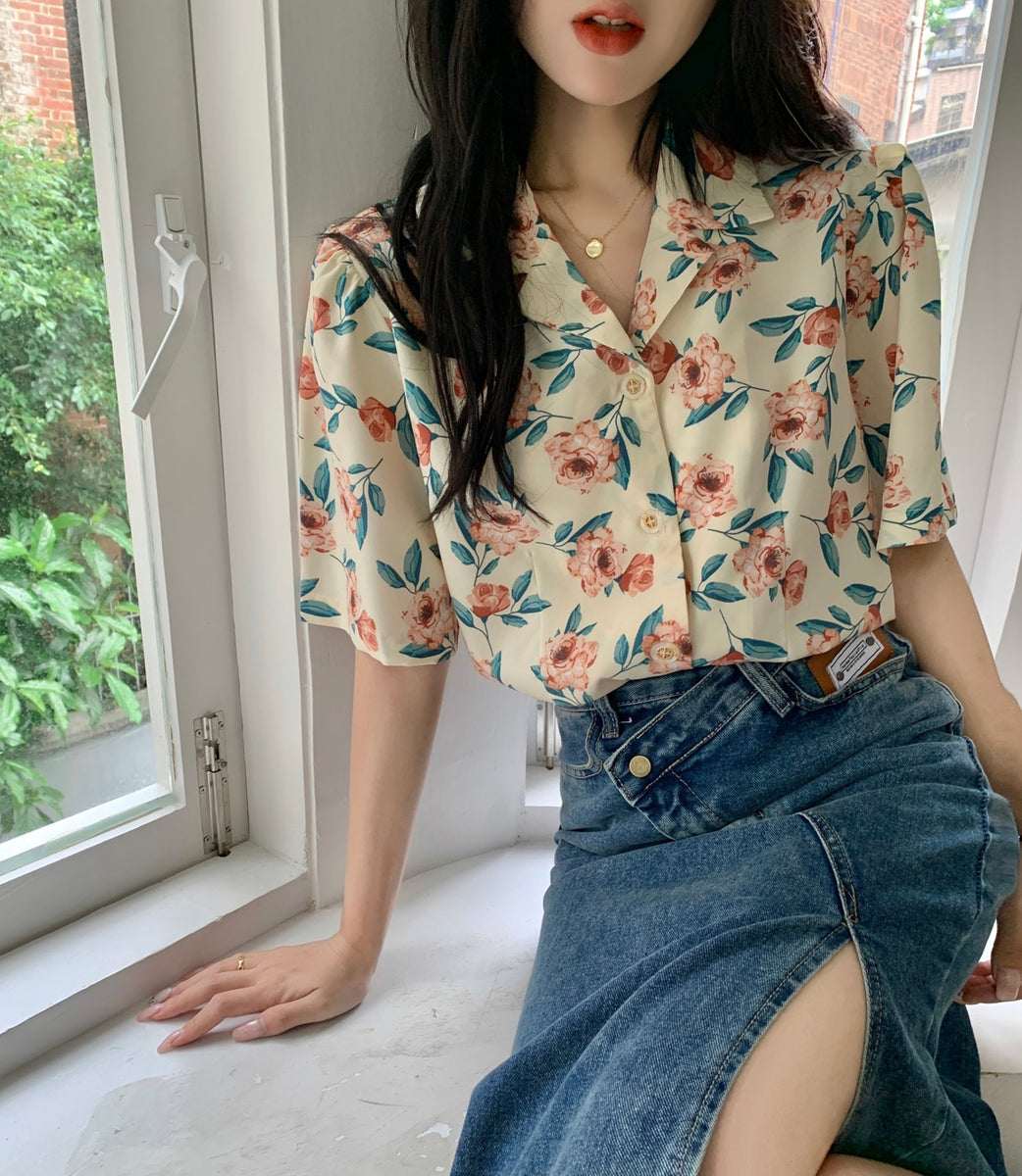 Retro Sweet Floral Chiffon Blouse Shirt – Tomscloth