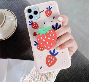 Cute Fruits Cartoon Plus Holder Case For iPhone