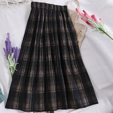 Solid Retro Plaid Pleated Elastic Waist Skirts