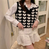 Cute Hearts Pattern Sleeveless Vest Sweater