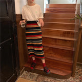 Elegant Striped Knitted A-Line Skirt