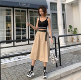Elegant Elastic Waist Skirt With Belt