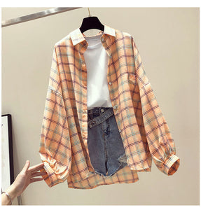 Lovely Plaid Flannel Blouse Shirt