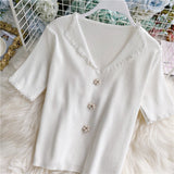 Flowers Collar Retro Short Sleeve Blouse Shirt