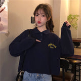 Long Sleeve Turn Down Collar Pocket Printed Sweatshirt