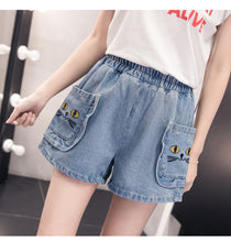 Kawaii Embroidery Cat Short Jeans