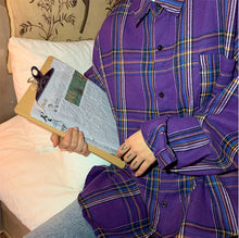 Loose Casual Purple Plaid Long Sleeve Shirt