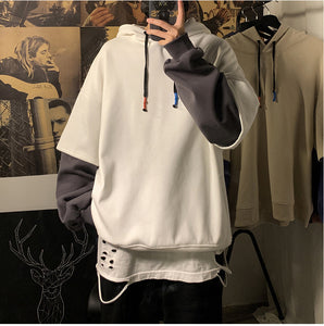 Loose Two Colors Combination Hoodie