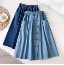 Vintage A-Line Knee Length Denim Skirts