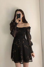 Sexy Black Flower Long Chiffon Dress