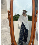 Sunflower Printed Wide Leg Denim Jeans Pants