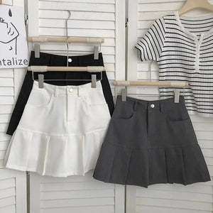 Casual Pleated Pencil Mini Skirts