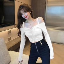 Sexy Long Sleeve Slash Neck Slim Shirts