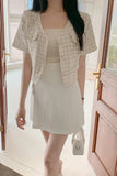 Short Sleeve Retro Plaid Blouse Shirt