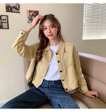 Solid Long Sleeve Casual Cropped Jacket