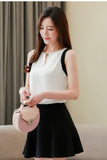 V-Neck Chiffon Sleeveless Solid Blouse Shirt