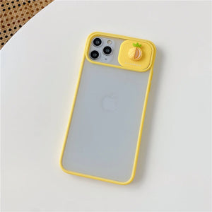 Fruit Pattern Slide Camera Lens Protection Case For iPhone
