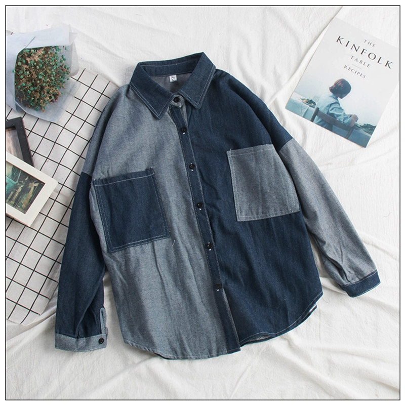 Vintage Denim Style Blouse Shirt – Tomscloth