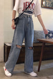 Vintage Knee Hole Ripped Jeans Pants