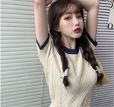 Cute O-Neck Skinny Ringer Slim Shirt