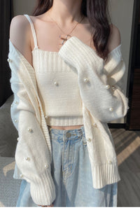 Pearl Style Knitted Cardigan Sweater