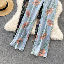 Sun Flower Pattern Long Jeans Pants
