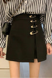 High Waist Big Pin Buckle Pencil Skirt