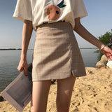 High Waist Slim Plaid Elegant Skirt