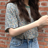 Floral Pattern Casual O-Neck T-Shirt