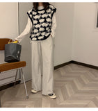 Cute Sheep Cartoon Pattern V-Neck Sleeveless Knitted Vest Sweater