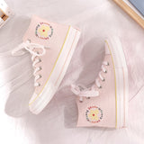 Daisy Foot Printed High Canvas Shoes