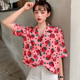Strawberry Printed Blouse Shirt