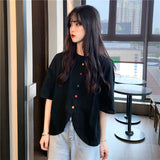 Colorful Button Irregular Loose Shirts