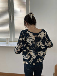 Flowers Lace Hollow Out Cardigan Sweater
