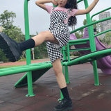 Chess Checkerboard Casual Short Jumpsuit