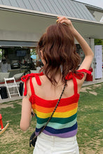 Cute Rainbow Striped Knitted Crop Tops