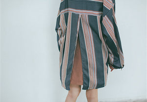 Striped Patchwork Loose Long Sleeve Shirt