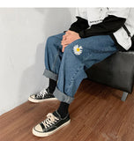 Daisy Embroidered Jeans Pants