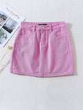 High Waist Pastel Color Denim Skirt