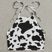 Milk Cow Pattern Printed Sexy Halter Vest Crop Top