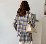 Vintage Double Breasted Plaid Blazer Coat 