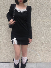Long Sleeve Lace Patchwork Mini Dress