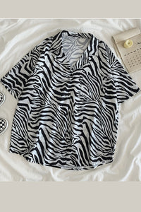 Zebra Pattern Casual Blouse Shirt