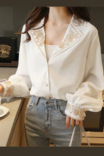 Retro Floral Embroidered Office Blouse Shirt