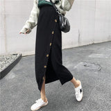 Casual Knitted Split Button Slim Skirt 