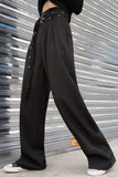 High Waist Long Sashes Gothic Style Wide Leg Pants