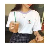  Fruit Embroidered Sleeve Female T-Shirt