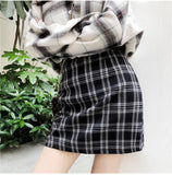 Vintage A-line High Waist Plaid Skirt