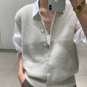 Knitted Cashmere Vest Sleeveless Sweater
